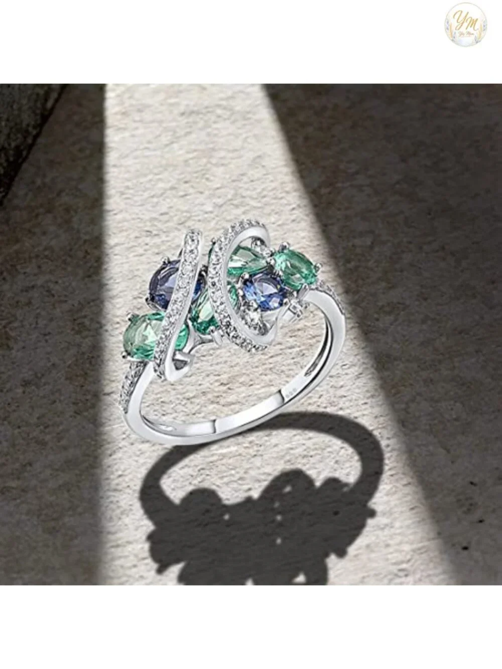 925 Sterling Silver Twist Ring White Cubic Zirconia Statement Ring